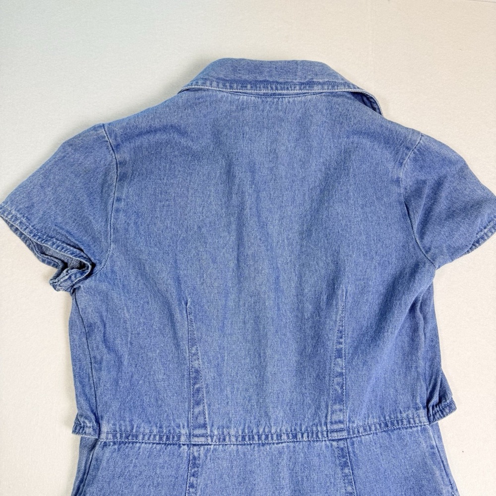 ASOS Denim Tie-Front Mini Dress 100% Cotton US size 0 Cottagecore Western Summer - Picture 16 of 16